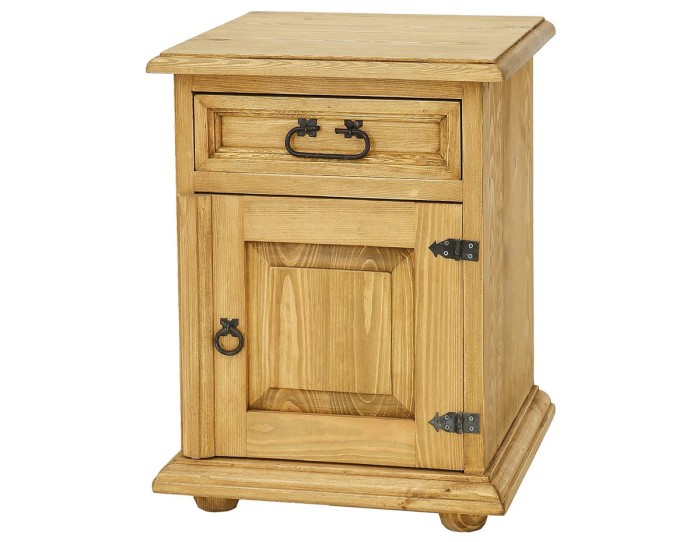 Stolik nocny sosnowy SN 701 drewniany jasny wosk