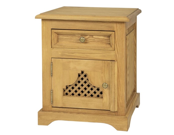 Stolik nocny sosnowy SN 704 drewniany jasny wosk